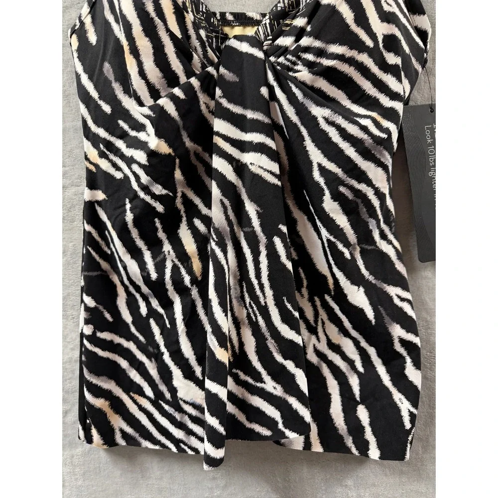 Miraclesuit Marina Tigre Sombre Tankini Swim Top - size 8 - Black/White $138